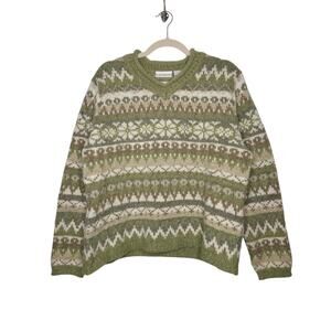 Vintage Croft Barrow Art Nature Earth Tones Sweater Knit Cottage Grandma Lg